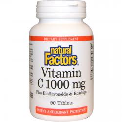 Natural Factors Vitamin C plus Bioflavonoids & Rosehips 1000 mg 90 tablets