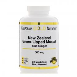 California Gold Nutrition New Zealand Green-Lipped Mussel plus Ginger 500 mg 240 vcaps