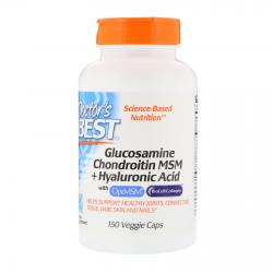 Doctor's Best Glucosamine Chondroitin MSM + Hyaluronic Acid 150 Veggie Caps