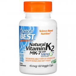 Doctor's Best Natural Vitamin K-2 MK-7 with mena Q7 45 mcg 60 Veggie caps