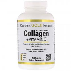 California Gold Nutrition Collagen + Vitaminn C Type 1 & 3 6000 mg 250 tablets