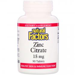 Natural Factors Zinc Citrate 15 mg 90 tablets