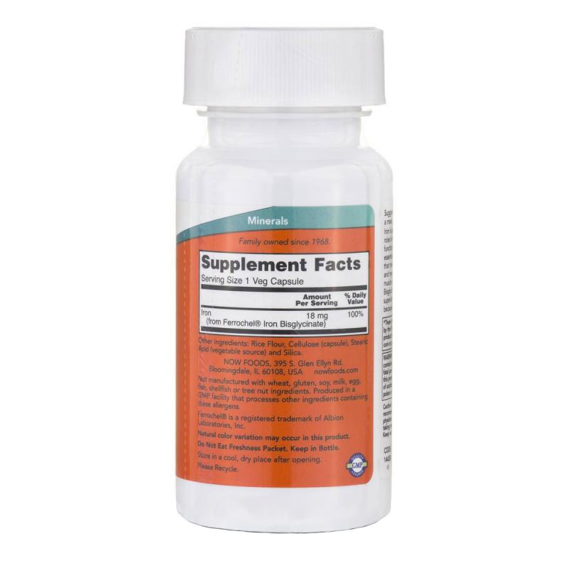 Now Foods Iron 18 mg 120 vcaps - фото 1