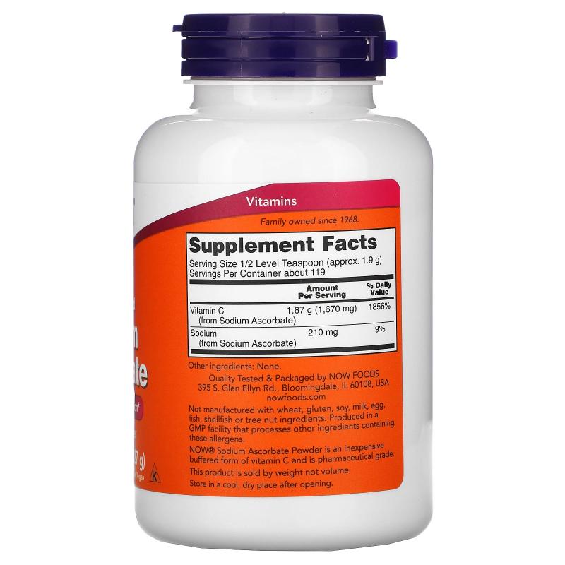 Now Foods Sodium Ascorbate vitamin c powder 227 g - фото 1