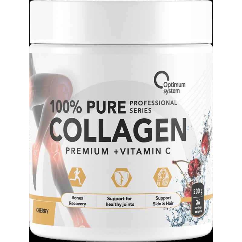 Optimum System Collagen Powder 100% Pure 200 гр, вишня - фото 1
