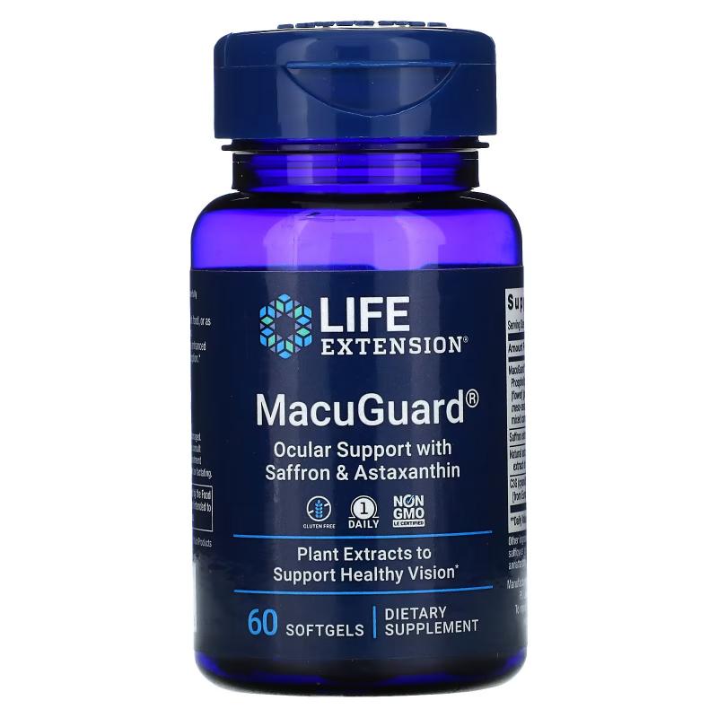 Life Extension MacuGuard Ocular Support with Saffron & Astaxanthin 60 softgels - фото 1