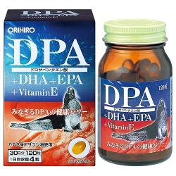 Orihiro DPA + DHA +EPA Орихиро Омега -3 жирные кислоты с витамином E 120 капсул
