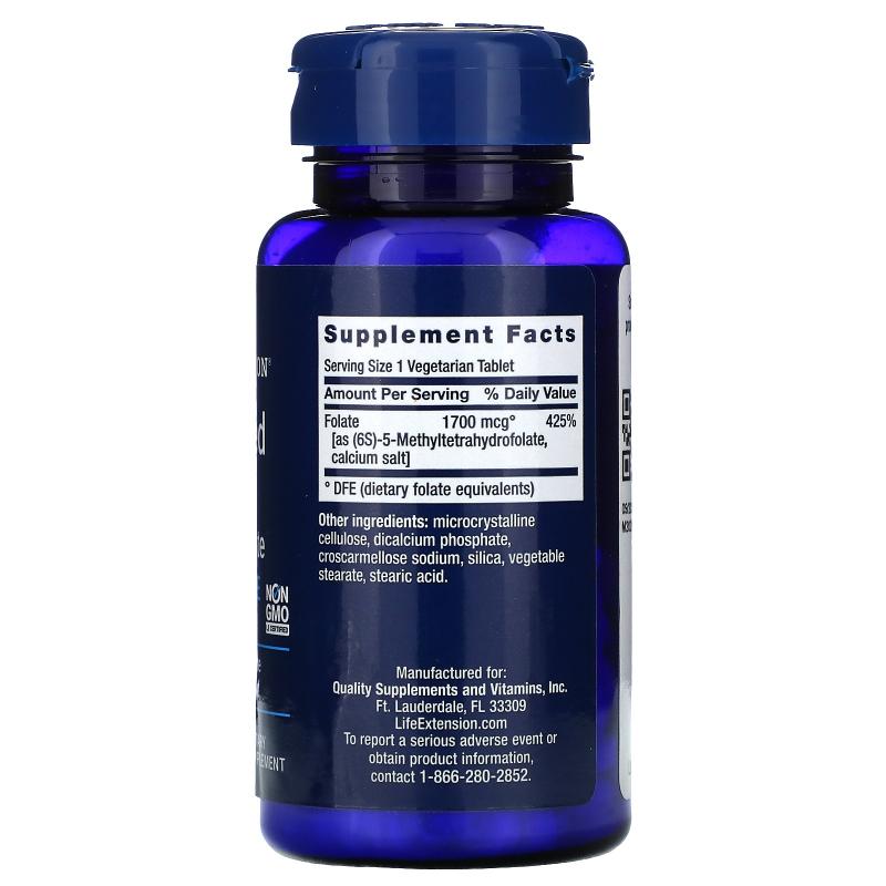 Life Extension Optimized Folate L-Methylfolate 1700 mcg DFE 100 tablets - фото 1