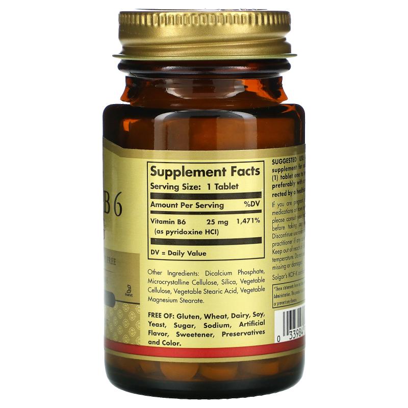 Solgar Vitamin B 6 25 mg 100 tablets - фото 1