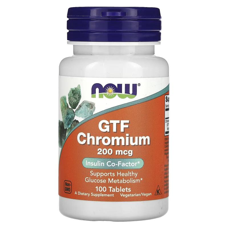 Now Foods GTF Chromium 200 mcg 100 tab - фото 1