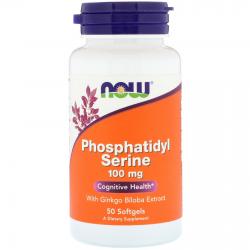 Now Foods Phosphatidyl Serine with 40 mg Ginkgo Biloba 100 mg 50 Softgels