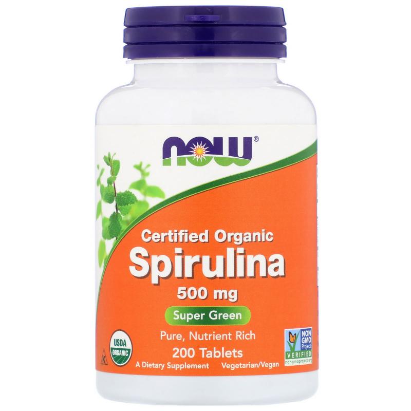 Now Foods Spirulina Certified Organic 500 mg 200 tab - фото 1