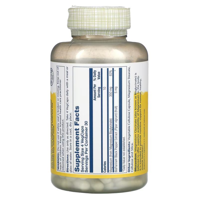 Solaray Magnesium Glycinate 350 mg 120 vegcaps - фото 1