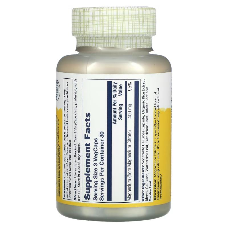 Solaray Magnesium citrate 400 mg 90 capsules - фото 1
