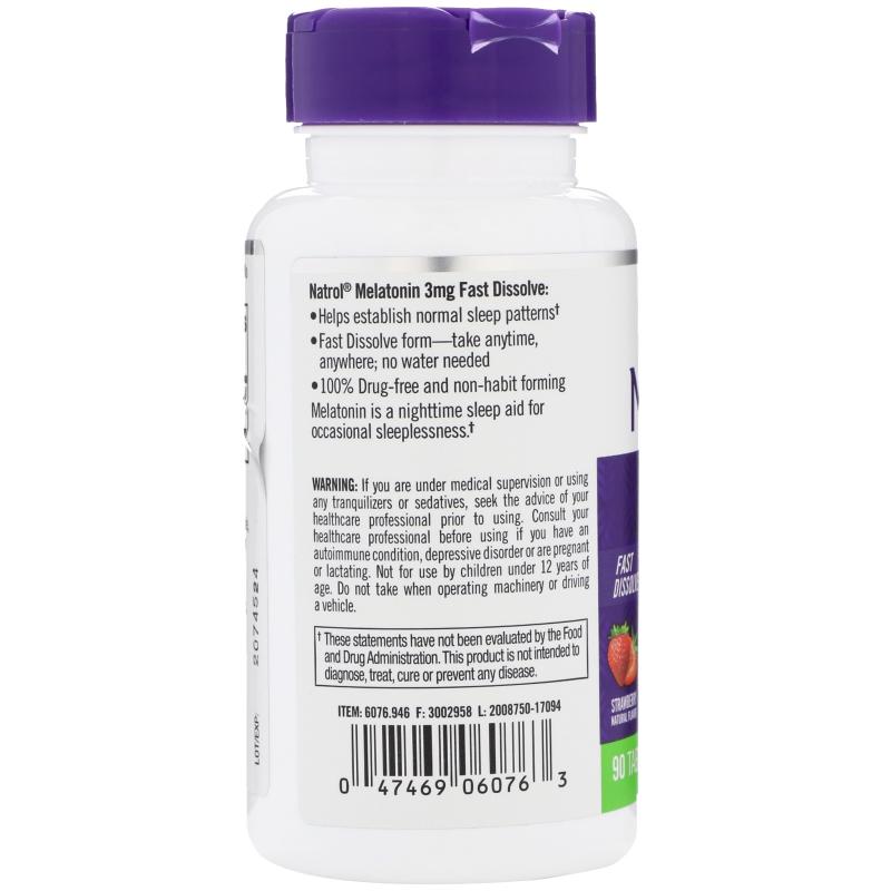 Natrol Melatonin Fast Dissolve Strawberry 3 mg 90 tab - фото 1