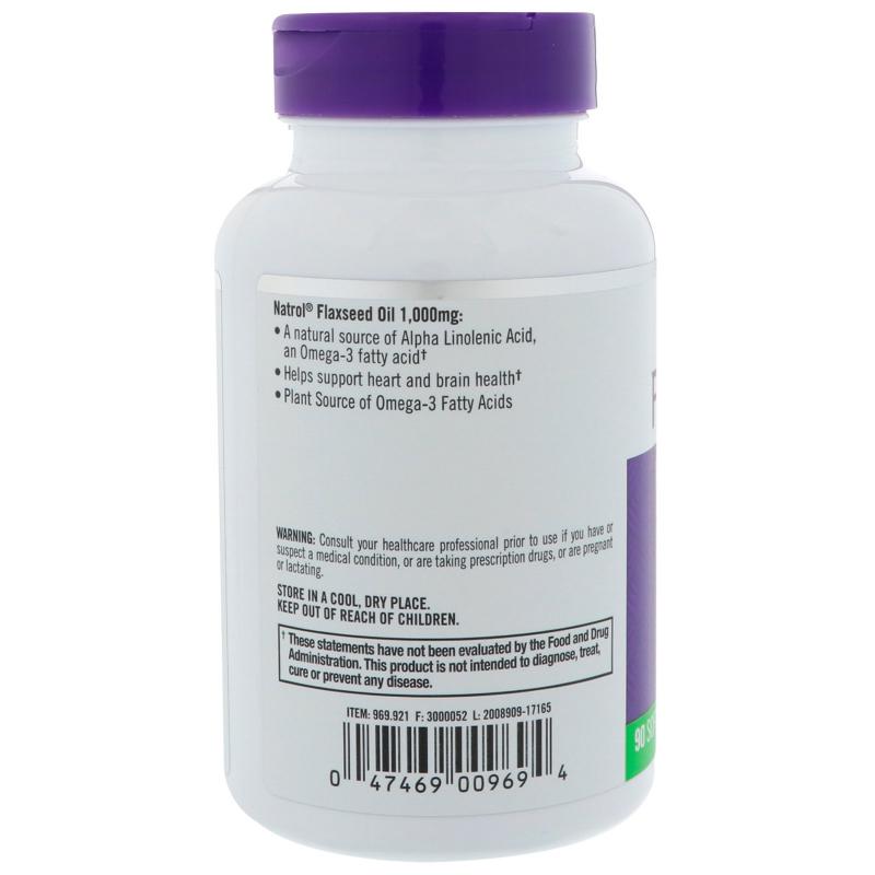 Natrol Flaxseed 1000 mg 90 softgels - фото 1