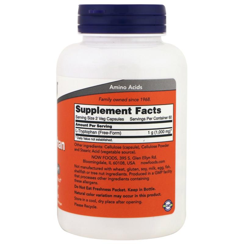 Now Foods L-Tryptophan 500 mg 120 vcaps - фото 1
