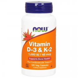 Now Foods Vitamin D-3 & K-2 120 vcaps