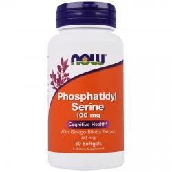 Now Foods Phosphatidyl Serine with Ginkgo Biloba 100 mg 50 Softgels