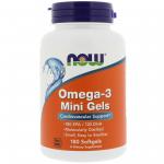 Now Foods Omega-3 Mini Gels 180 EPA / 120 DHA 180 Softgels - фото 1