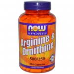 Now Foods Arginine & Ornithine 500/250 250 caps - фото 1