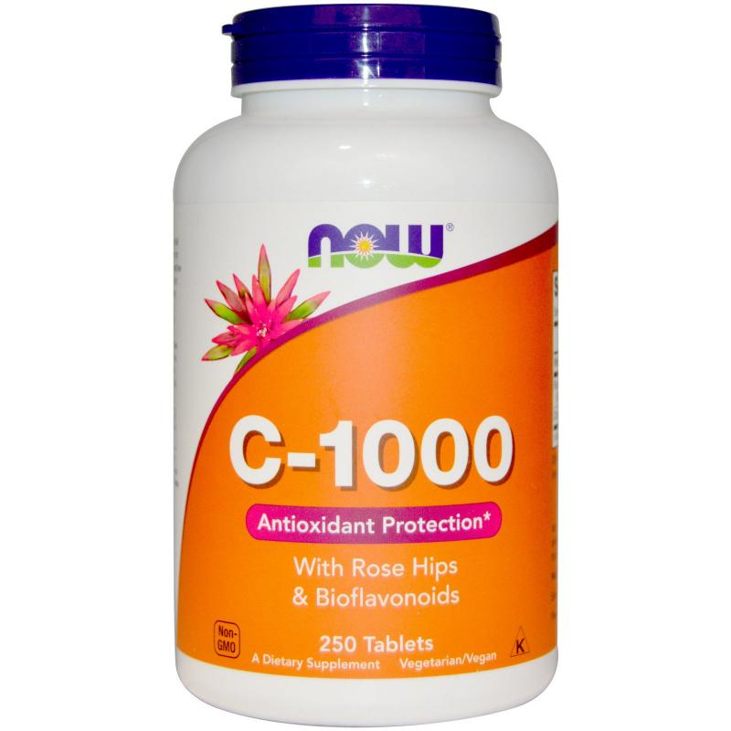 Now Foods C-1000 with Rose Hips & Bioflavonoids 250 tabs - фото 1
