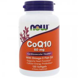 Now Foods CoQ10 60 mg with Omega-3 Fish Oil 120 softgels