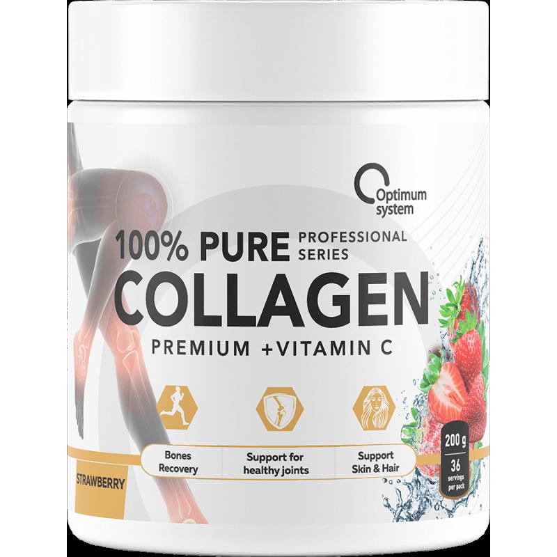 Optimum System Collagen Powder 100% Pure 200 гр, клубника - фото 1
