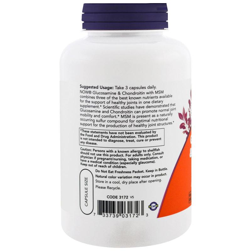 Now Foods Glucosamine & Chondroitine with MSM 180 vcaps - фото 1