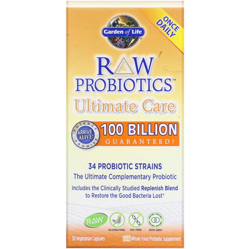 Garden of Life RAW Probiotics Ultimate Care 100 Billion 30 Capsules - фото 1