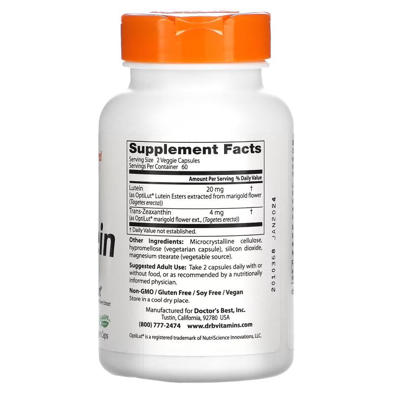 Doctor's Best Lutein with OptiLut 10 mg 120 vcaps - фото 1
