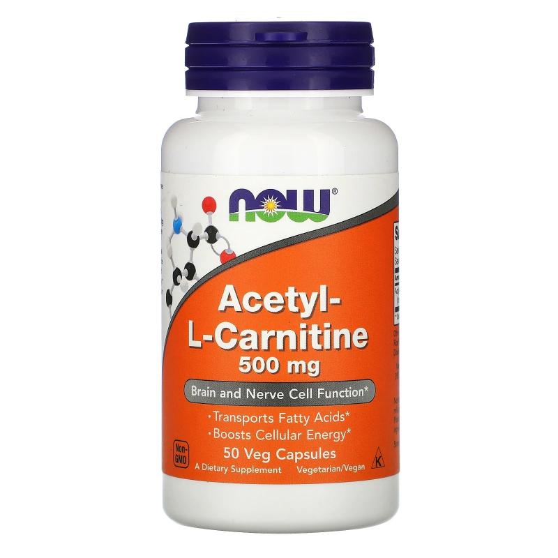 Now Foods Acetyl-L-Carnitine 500 mg 50 capsules - фото 1