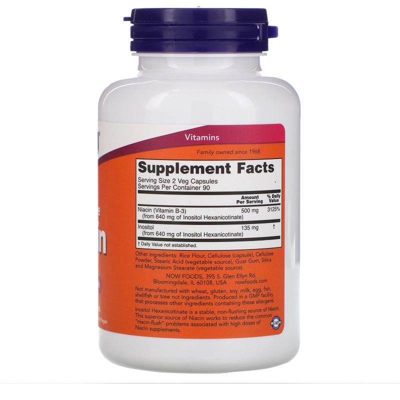 Now Foods Niacin Flush-Free 250 mg 180 capsules - фото 1