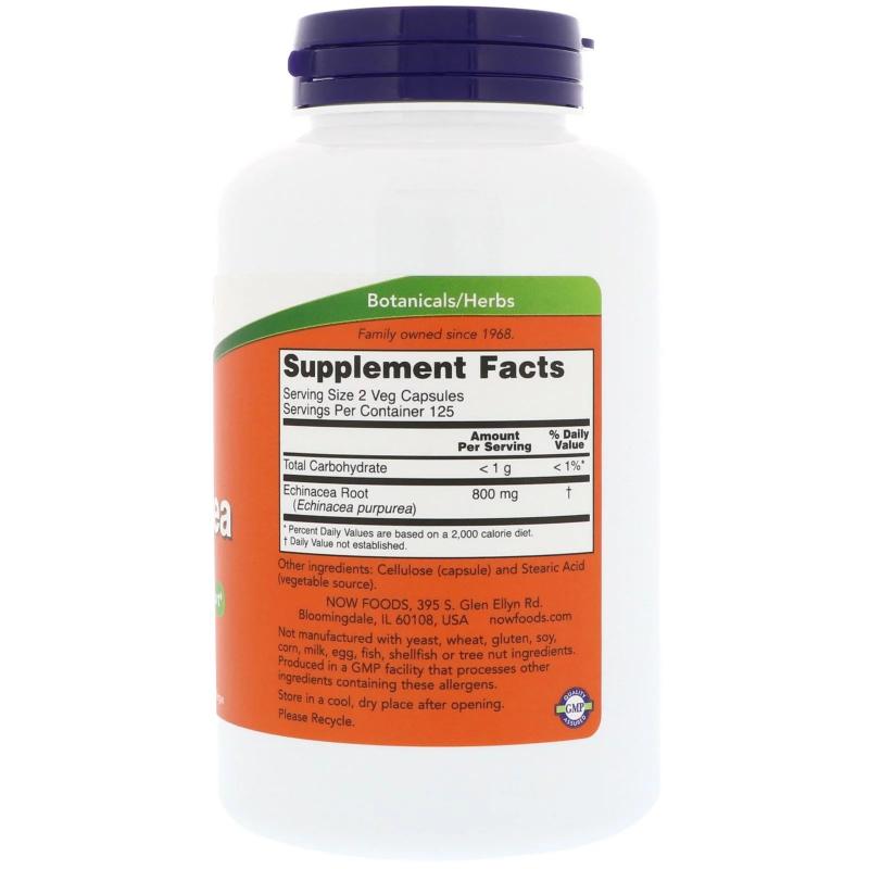 Now Foods Echinacea 400 mg 250 capsules - фото 1