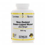 California Gold Nutrition New Zealand Green-Lipped Mussel plus Ginger 500 mg 240 vcaps - фото 1