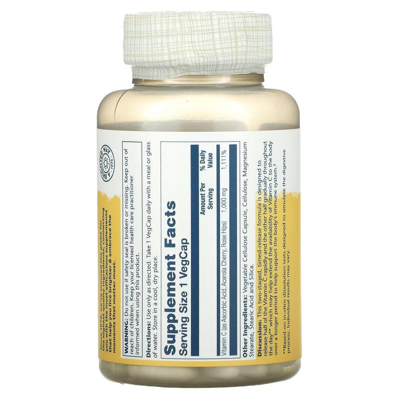 Solaray Vitamin C with Rose Hips & Acerola 1000 mg 100 caps - фото 1