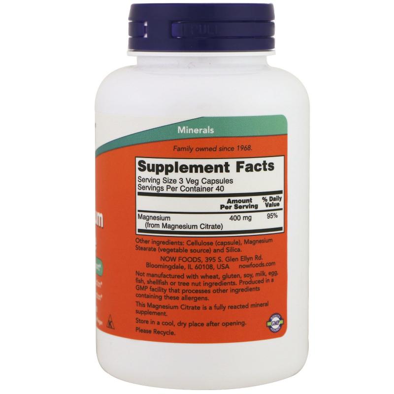 Now Foods Magnesium Citrate 120 vcaps - фото 1