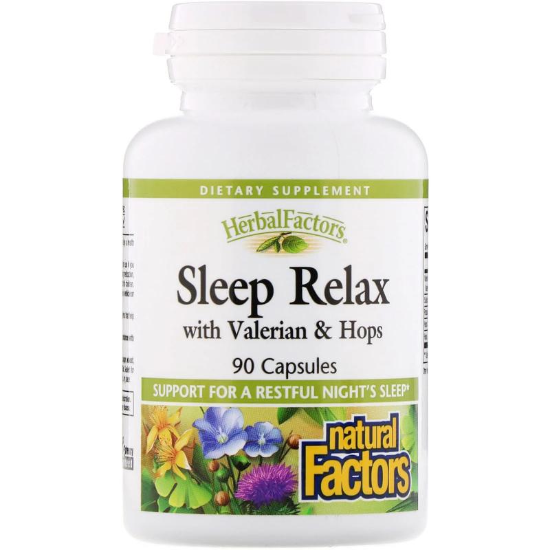 Natural Factors Sleep Relax with Valerian & Hops 90 Capsules - фото 1