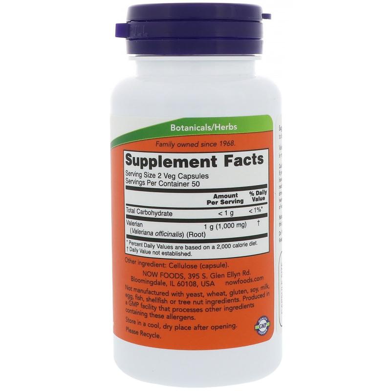 Now Foods Valerian Root 500 mg 100 vcaps - фото 1