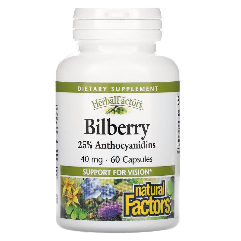 Natural Factors Bilberry 25% Anthocyanidins 40 mg 60 capsules - фото 1
