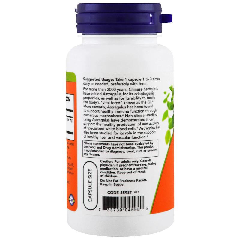 Now Foods Astragalus Extract 500 mg 90 Veg capsules - фото 1