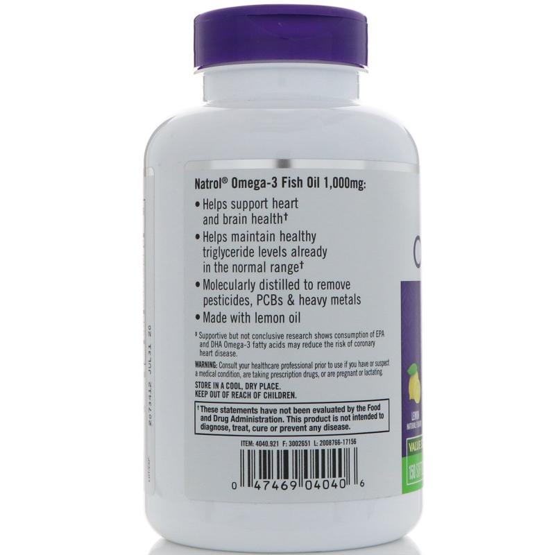 Natrol Omega-3 Fish Oil 150 Softgels - фото 1