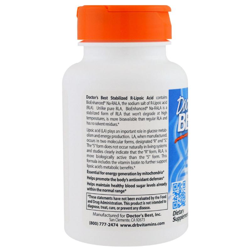 Doctor's Best Stabilized R-Lipoic Acid 100 mg 60 vcaps - фото 1