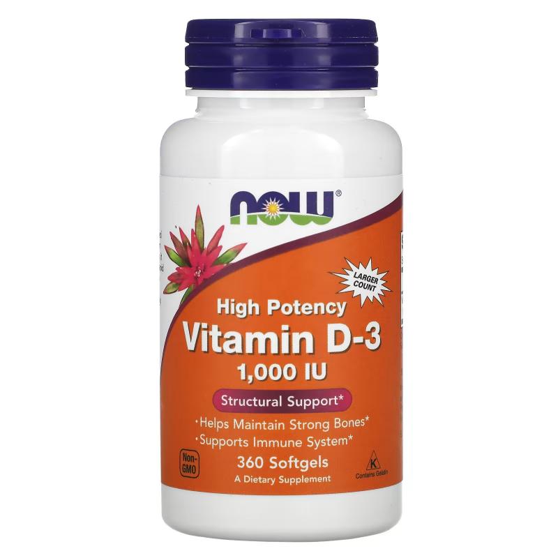 Now Foods Vitamin D-3 1.000 IU 360 soft - фото 1