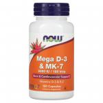 Now Foods Mega D-3 & MK-7 5000 IU/180 mcg 120 vcapsules - фото 1