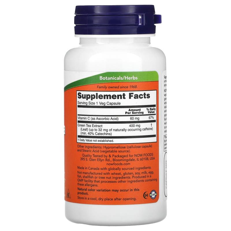 Now Foods Green Tea Extract 400 mg 100 vcaps - фото 1