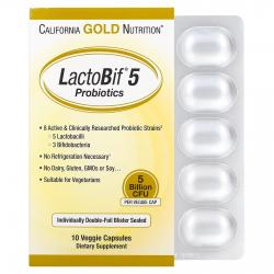 California Gold Nutrition LactoBif Probiotics 5 Billion CFU 10 vcaps