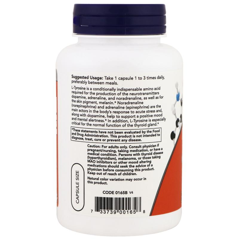 Now Foods L-Tyrosine 750 mg 90 caps - фото 1