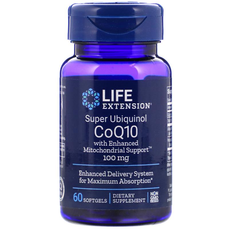 Life Extension Super Ubiquinol CoQ10 with Enhanced Mitochondrial Support 100 mg 60 softgels - фото 1