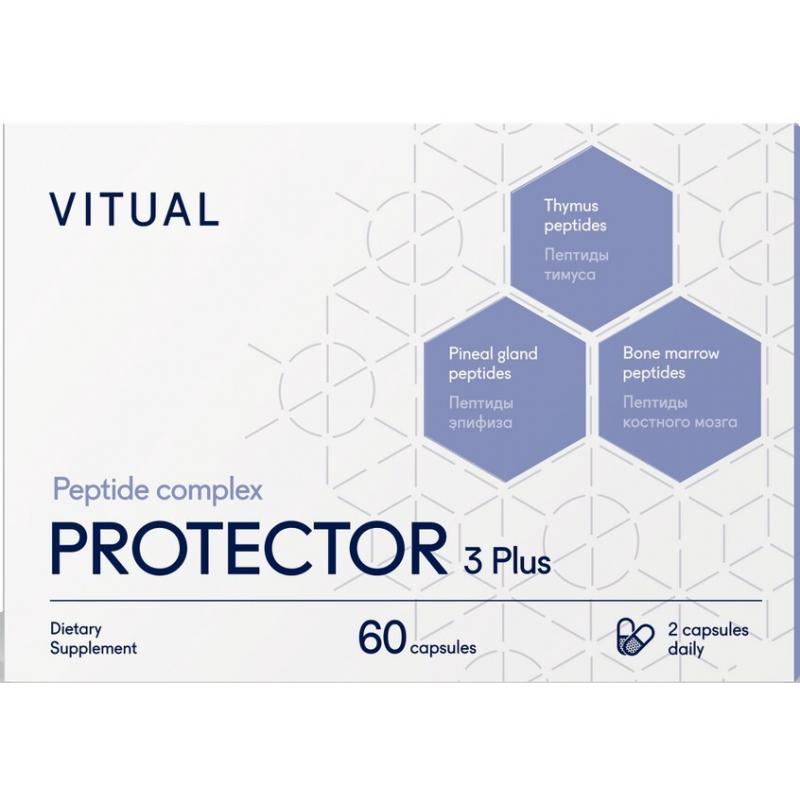 VITUAL Protector Peptide Complex Пептидный комплекс Протектор 3 Плюс 60 капсул - фото 1